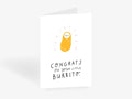 Greeting card with a yellow burrito illustration and text on a white background